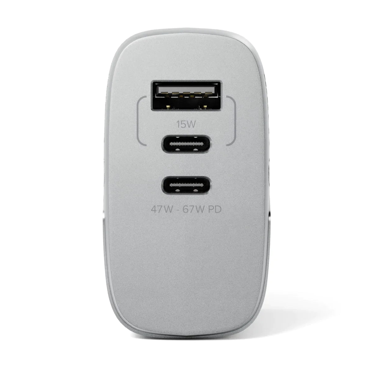 Alogic Wall Charger 3 Port 67W GaN PD 2x USB-C (47-67W + 15W)+ 1 USB-A (15W) with 3 International Plug Adapters & 6ft USB-C to USB-C 100W Cable & Travel Case - Grey - product image 3 of 5