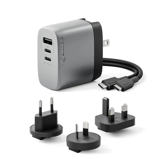 Cancella Alogic Wall Charger 3 Port 67W GaN PD 2x USB-C (47-67W + 15W)+ 1 USB-A (15W) with 3 International Plug Adapters & 6ft USB-C to USB-C 100W Cable & Trave - product image 1 of 5