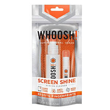 Whoosh! Duo Pouch 100mL & 8mL Screen Shine with 2 Cloths Non-Toxic Alcohol & Ammonia Free Formula