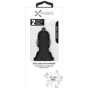 Colour Burst Car Charger 2.1 Amp 2 Port USB-A - Black