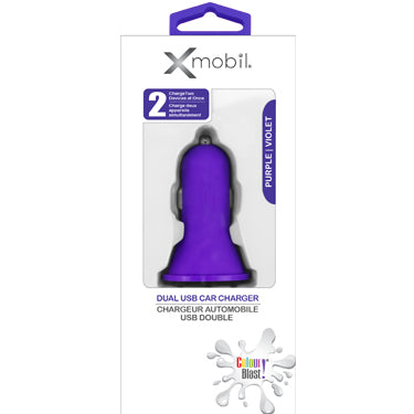 Colour Burst Car Charger 2.1 Amp 2 Port USB-A - Purple