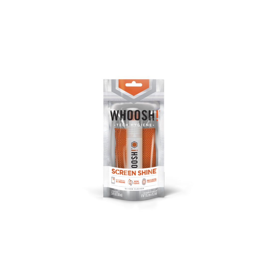 Whoosh Whoosh! Screen Shine 100mL GoXL Spray with Antimicrobial Cloth Non-Toxic Alcohol & Ammonia Free Formula (SKU: 45673)