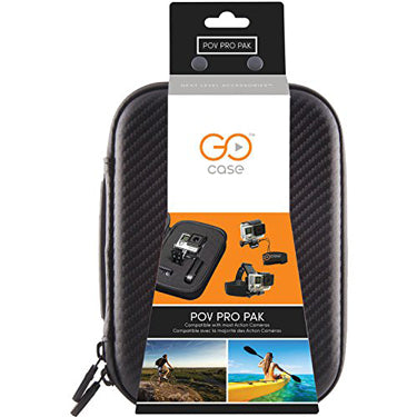 GoCase Pro Pak hardshell Action Cam water resistant case with waterproof zipper, QwikPik customizable foam cube (for all GoPro models), PRO-Strap for helmets and PRO-Tether for wrist )