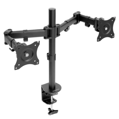 Mount-It! Dual Monitor Desk Clamp up to 27 in 17.6 lbs per Arm VESA Swivel Rotate High Strength Steel - Black
