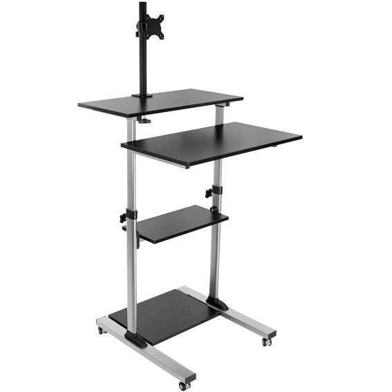 Mount-It! Mount-It! Rolling Computer Work Station with Monitor Mount Up to 32 in 4 Levels for Laptop Keyboard & Mouse