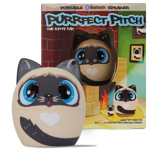 My Audio Pet Speaker Bluetooth Cat - PURRfect Pitch TWS & Lanyard Included 3 Watts Built in Mic Selfie Remote