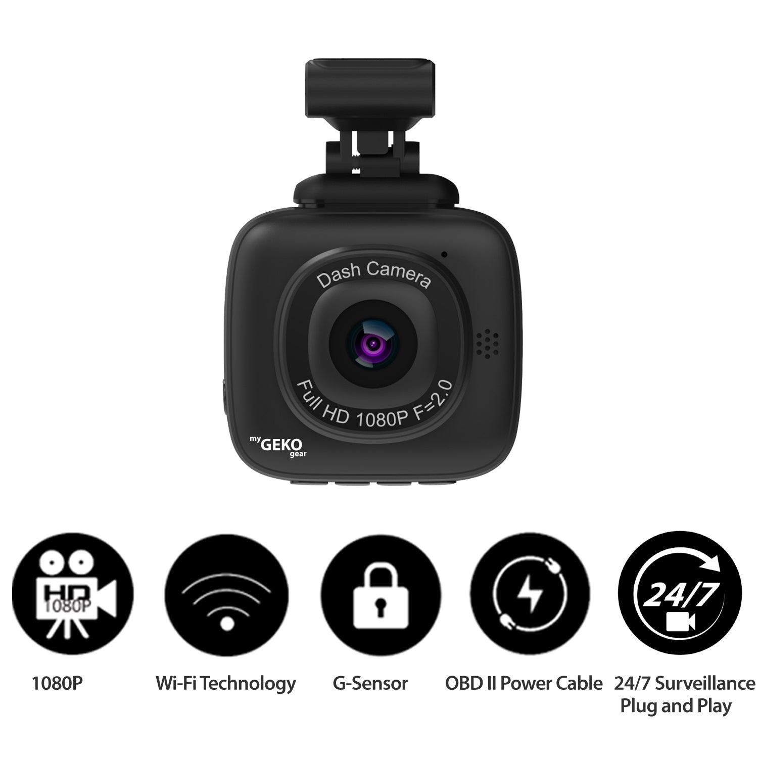 myGEKOgear Dashcam - Orbit 500 1080p HD IBD II Power Cable Wifi Support G-Sensor 8GB MicroSD Included (support up to 32GB) - Black - product image 2 of 5