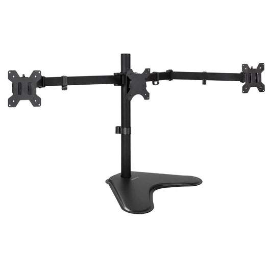 Mount-It! Triple Monitor Desk Stand Up to 27 In Monitors 15.4 lbs per Arm Tilt and Swivel Integrated Cable Management Steel Construction - Black