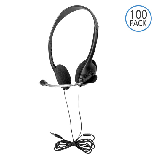 HamiltonBuhl Headset On Ear with Mic 100 Pack TRRS Plug 3.5mm