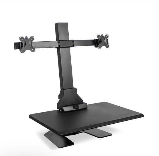 Mount-It Sit Stand Desk Converter with Single Monitor Arm with Keyboard Tray - Black