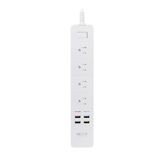 Nexxt Smart Home WiFi Surge Protector 900 Joules 4 Outlets & 4 USB Ports Voice Control Alexa & Google White 6ft Power Cord