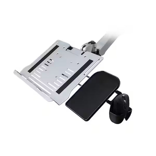 Mount-It! Laptop Mount Desk Clamp with Mouse Tray Adjustable Tilt Swivel Rotate Height