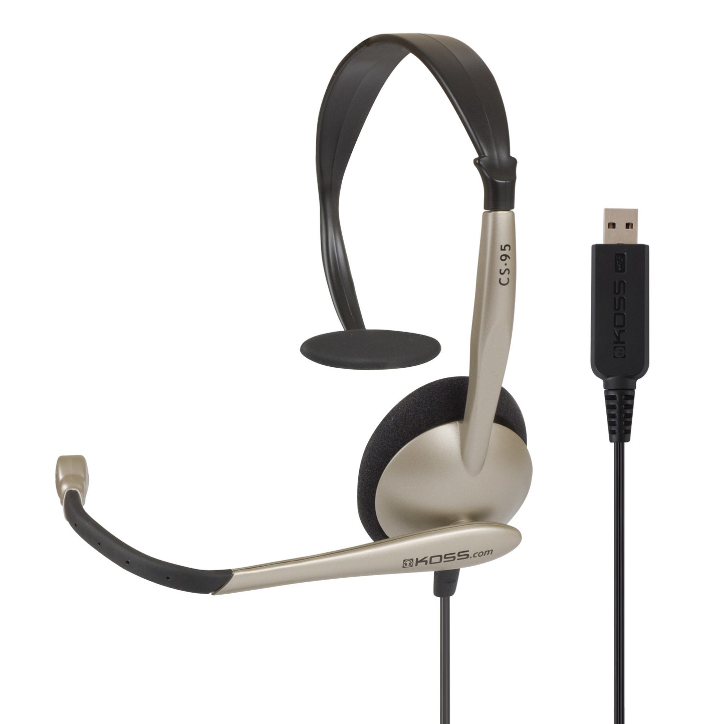 Koss Headset CS95 USB Mono with Boom Mic Noise Cancelling USB 8ft Cord - Black