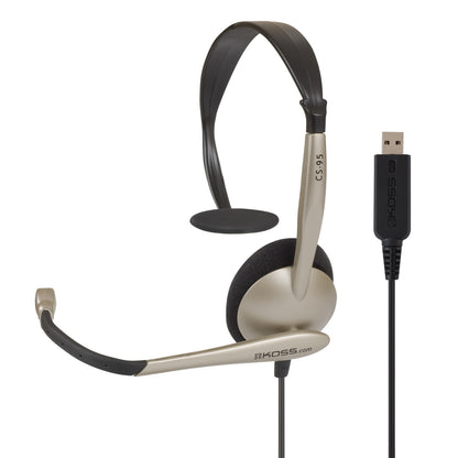 Koss Koss Headset CS95 USB Mono with Boom Mic Noise Cancelling USB 8ft Cord - Black