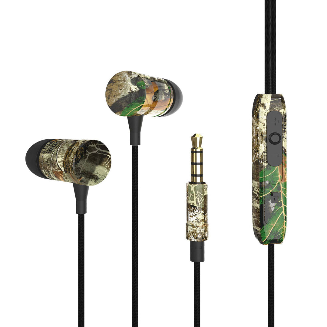 Fuse Realtree Edge EarBuds with in-line Mic Camo 3.5mm Gold Plated Tip (SKU: 51071)