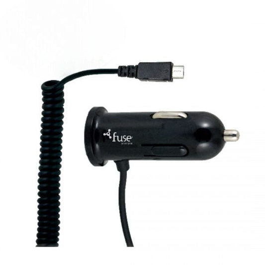 Fuse Fuse Car Charger Micro USB Hard Wired 2.4 Amp + Additional USB Port 8ft Coil (UPC: 8429350780880)
