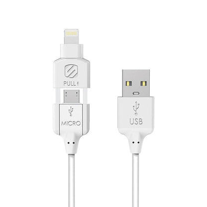 Scosche Charge & Sync Lightning/Micro USB MFI to USB-C Cable 3ft White Strikeline