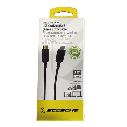 Scosche Scosche Charge & Sync USB-C to Micro USB Cable 3ft Black StrikeLINE (SKU: 51164) – Image 5