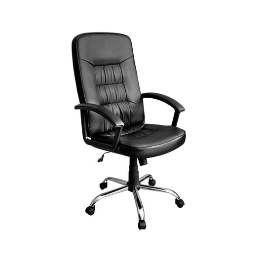 Xtech Office Chair Calabria Executive with Arm Rests - Wheels - Steel Frame Lumbar Cushion Leatherette, Tilt 14°, Height Adjustment Black