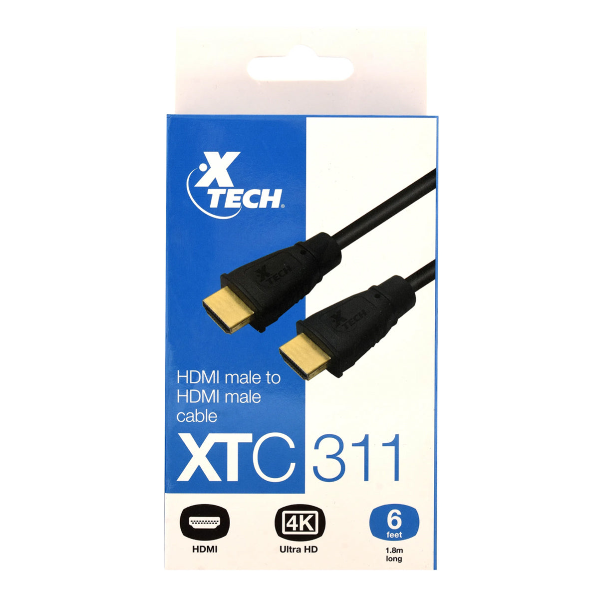 Xtech Xtech HDMI Cable Male to Male Gold Plated Contacts - 6ft - Black (UPC: 7983021671930)