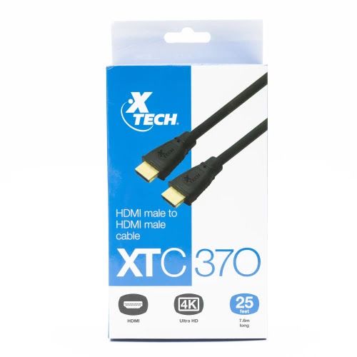 Xtech Xtech HDMI Cable Male to Male Gold Plated Contacts - 25ft - Black (UPC: 7983021617570)
