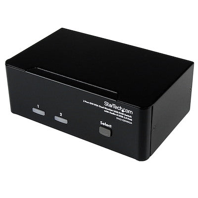 StarTech StarTech Hub KVM Dual Monitor Switch 2 Port DVI VGA & USB-A 2.0 - Black (UPC: 650308357250) – Image 2