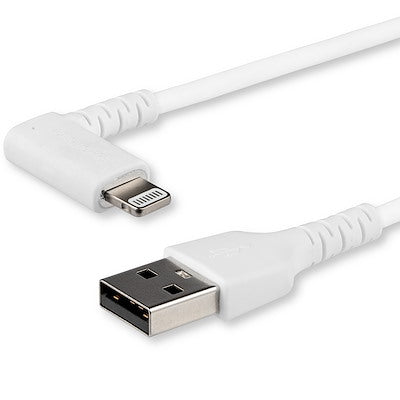 StarTech StarTech Charge & Sync Cable Lightning MFI (Right Angled) to USB-A 6ft Heavy Duty Rugged Aramid Fiber - White (UPC: