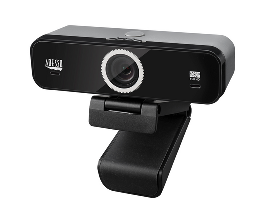 Adesso Adesso Webcam 1080p CyberTrack K1 2.1MP Dual Mics with Noise Cancelling Pan/Tilt Tripod Mountable PC/Mac - Black