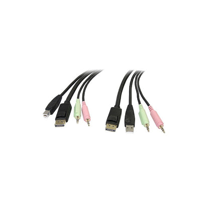 StarTech StarTech Cable 4-in-1 USB DisplayPort KVM Switch w/ Audio & Microphone 6ft - Black (UPC: 650308401250) – Image 4