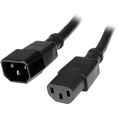 StarTech Power Cord Heavy Duty Extension 3ft 15A 125V, 14AWG - Black