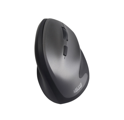 Adesso Adesso Mouse Wireless Vertical A20 Antimicrobial 6 Button up to 2400dpi Right Hand PC/Mac - Black & Silver (SKU:
