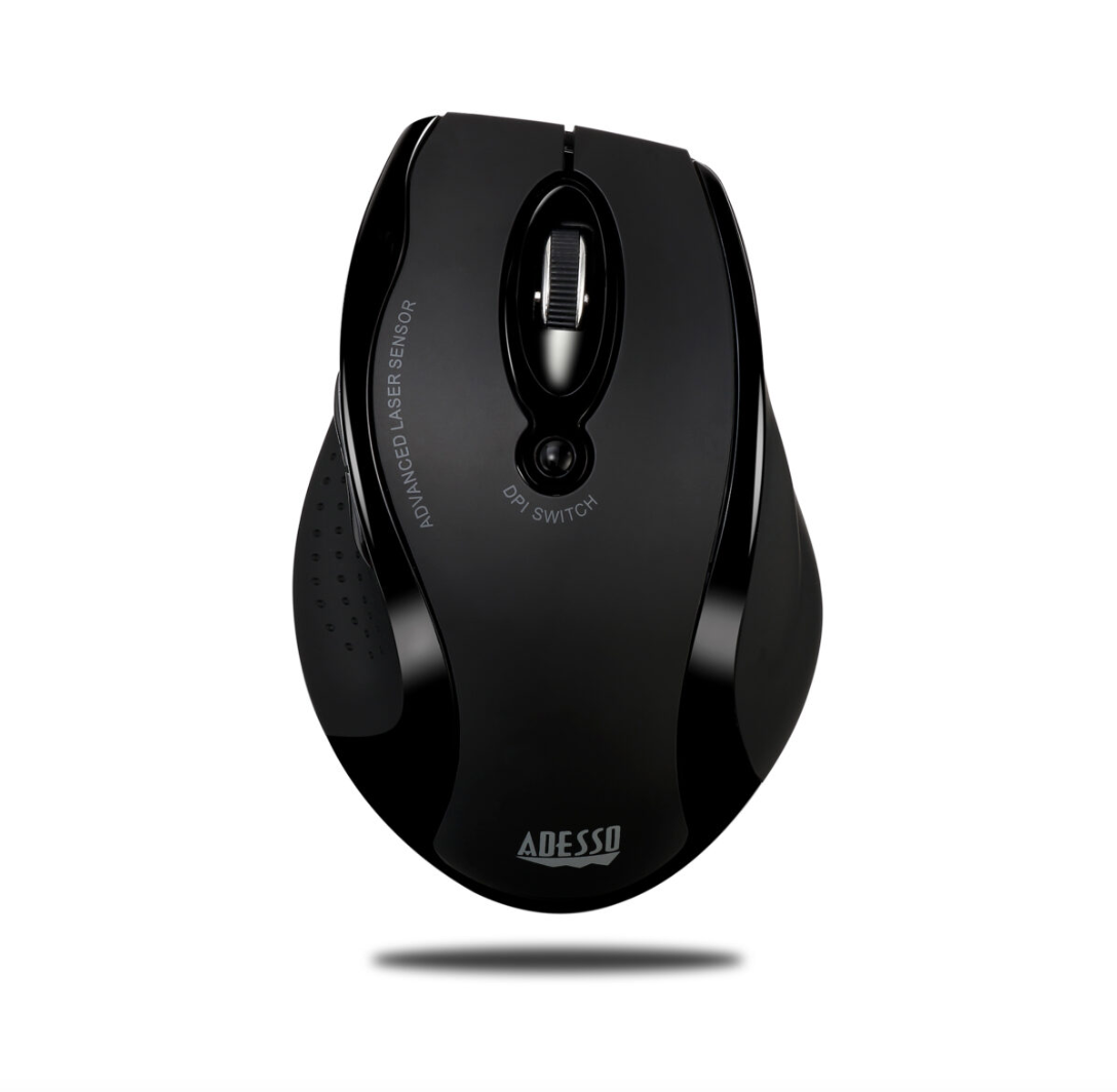 Adesso Adesso Mouse Laser Wireless Ergonomic G25 6 Button up to 1600dpi PC/Mac - Black (SKU: 52092) – Image 5