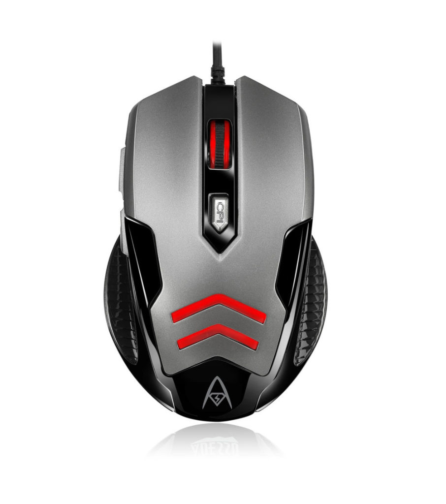 Adesso Adesso Gaming Mouse Wired X1 6 Button Illuminated Multi-Coloured lights up to 3200dpi Right Hand PC/Mac - Silver & Bla