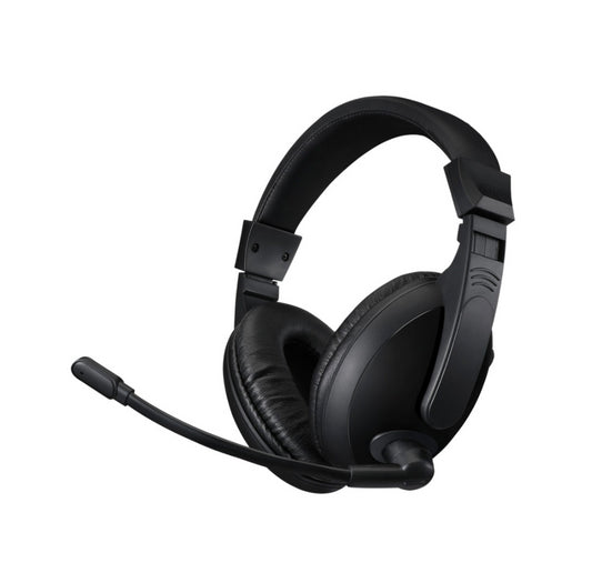 Adesso Headset Stereo with Boom Mic USB Multi-Media Volume Controls Comfortable Adjustable Headband - Black