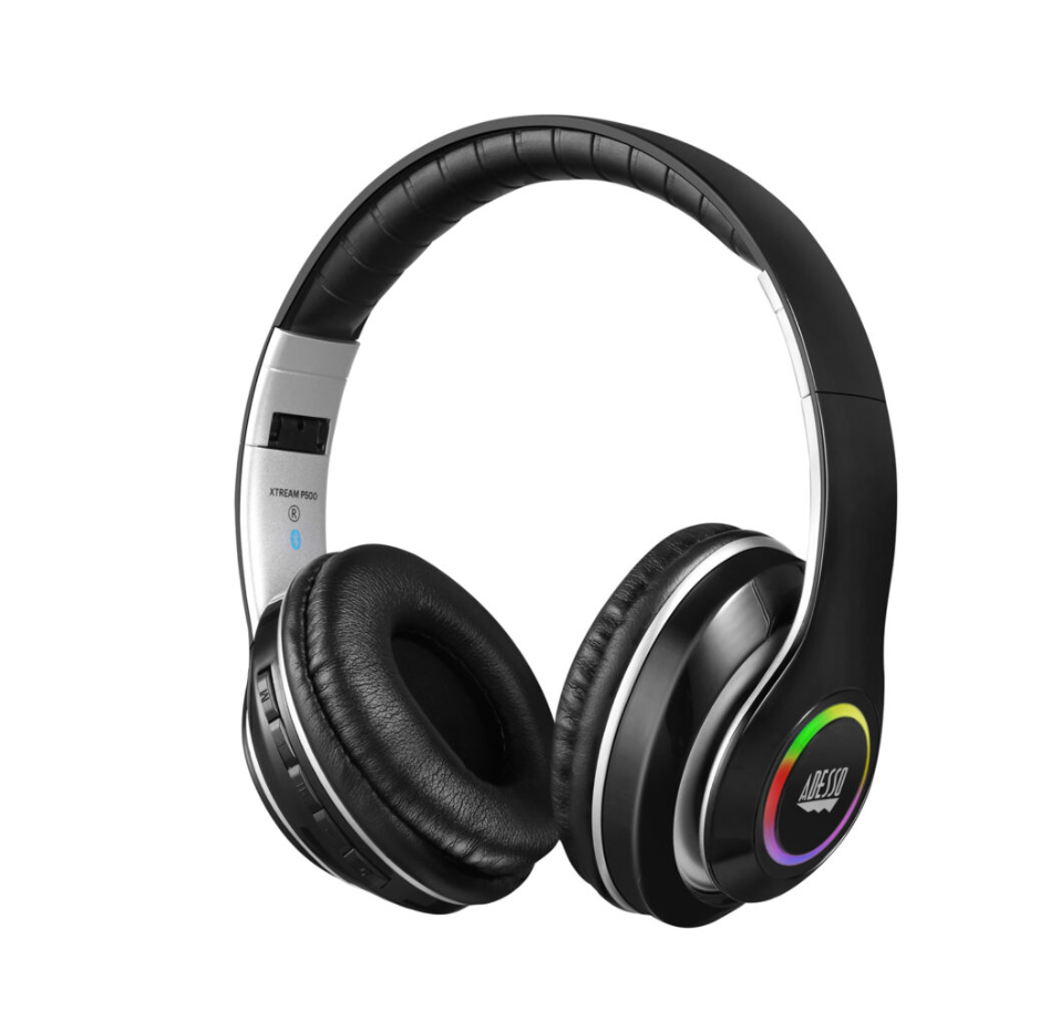 Adesso Adesso Headset Bluetooth with Mic Noise Isolating Foldable Headband Control Buttons Attachable 3.5mm Aux Cable