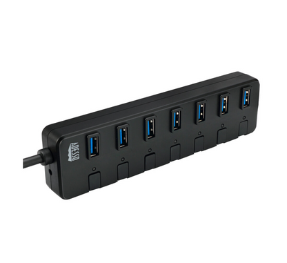 Adesso Adesso Hub 7 Port USB 3.0 Individual Power Switch & LED Indicator Lights Power Adapter Included PC/Mac - Black (SKU: