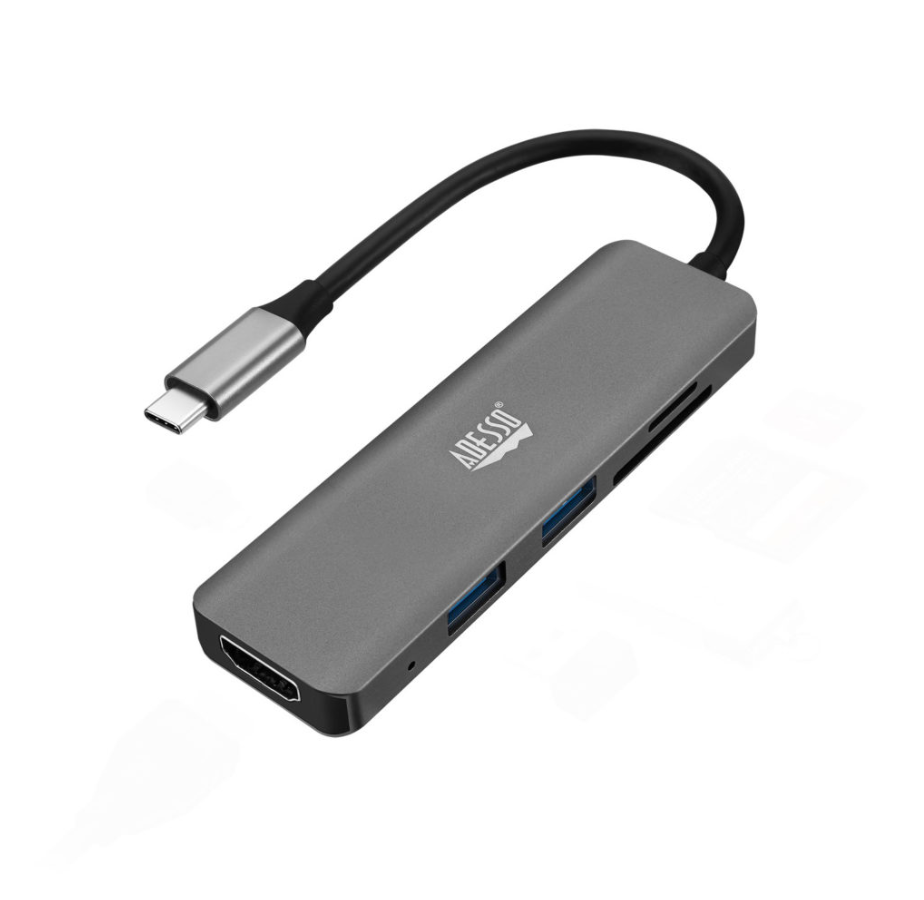 Adesso Adesso Docking Station USB-C 6-in-1 4K HDMI 1 USB-C 2 USB-A 3.0 + Power Delivery 2x Card Reader TAA Compliant PC/Mac/A