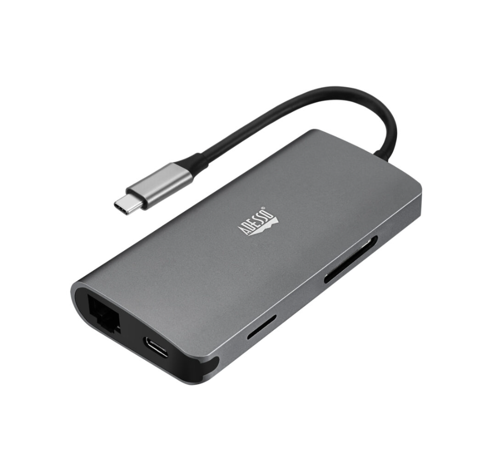 Adesso Adesso Docking Station USB-C 8-in-1 4K HDMI 1 USB-C 3 USB-A 3.0 + Power Delivery 2x Card Reader RJ45 TAA Compliant PC/