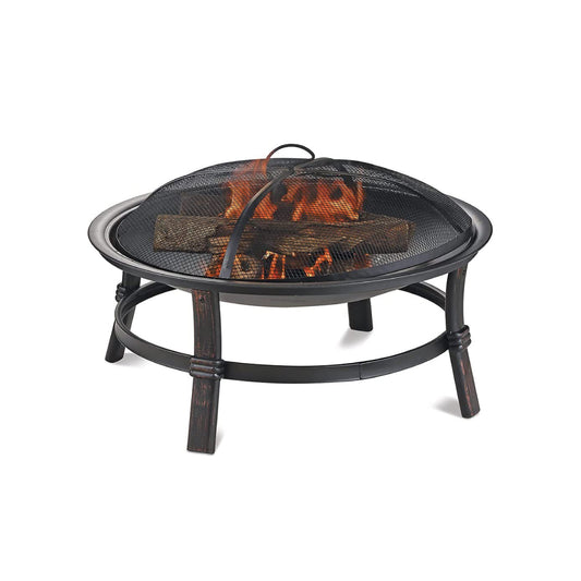 Endless Summer Brushed Copper Wood Burning Firebowl - Heavy Gauge Spark Guard Included - Brushed Copper