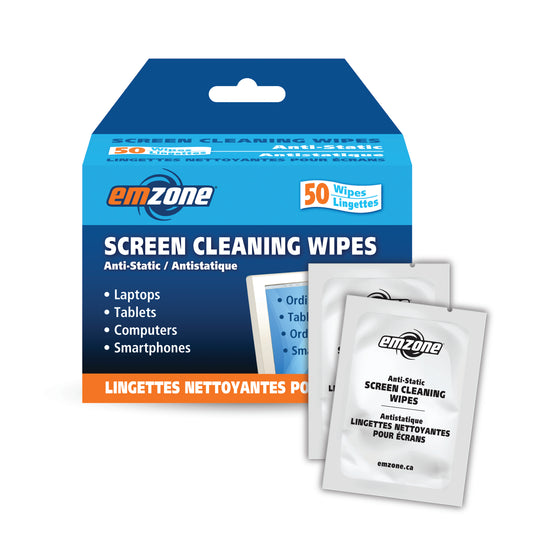 Emzone Screen Cleaner Wipes 50 Pack (Individual Packets) Tech Device Alcohol & Ammonia Free