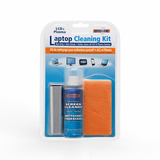 Emzone Laptop Clean Kit - Includes 2.1oz Screen Cleaner Foam - Microfibre Cloth - Cleaning Brush