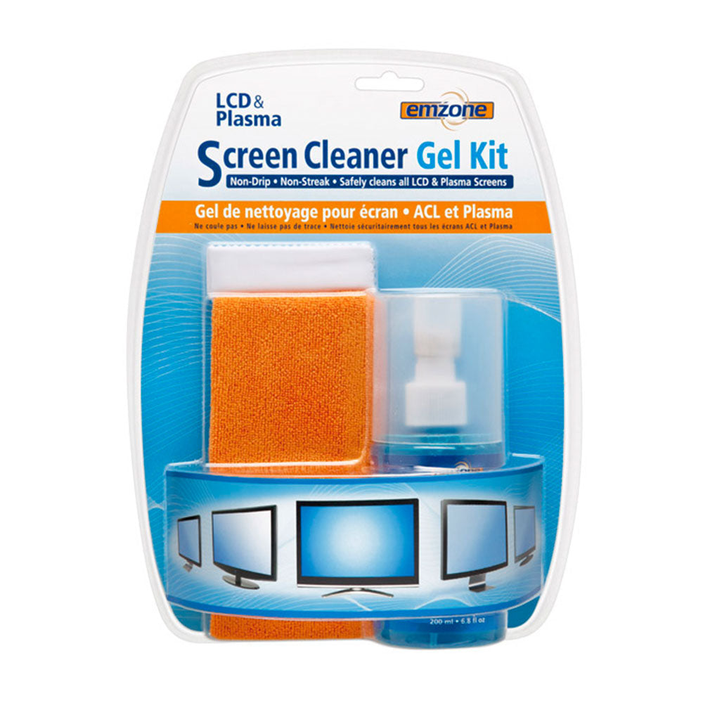 Emzone Emzone Screen Cleaner Gel Kit LED, LCD TVs Laptops and Monitors - Includes 200ml Gel & MicroFibre Cloth Alcohol &