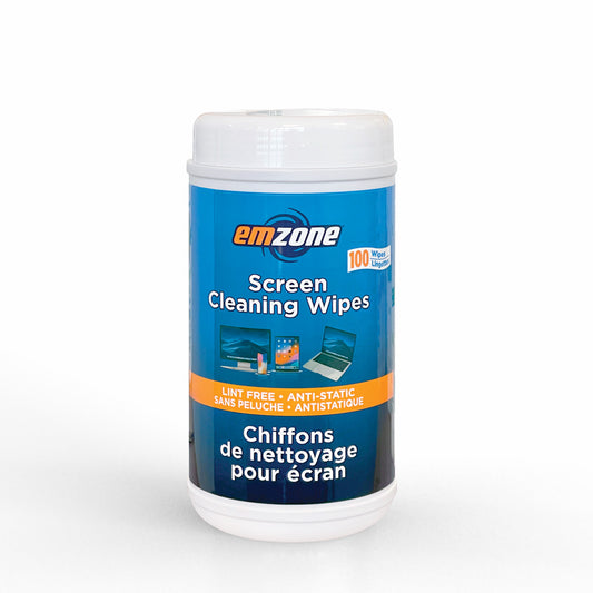 Emzone Screen Cleaning Wipes 100 Tub Tech Screens, TVs & Laptops Alcohol & Ammonia Free