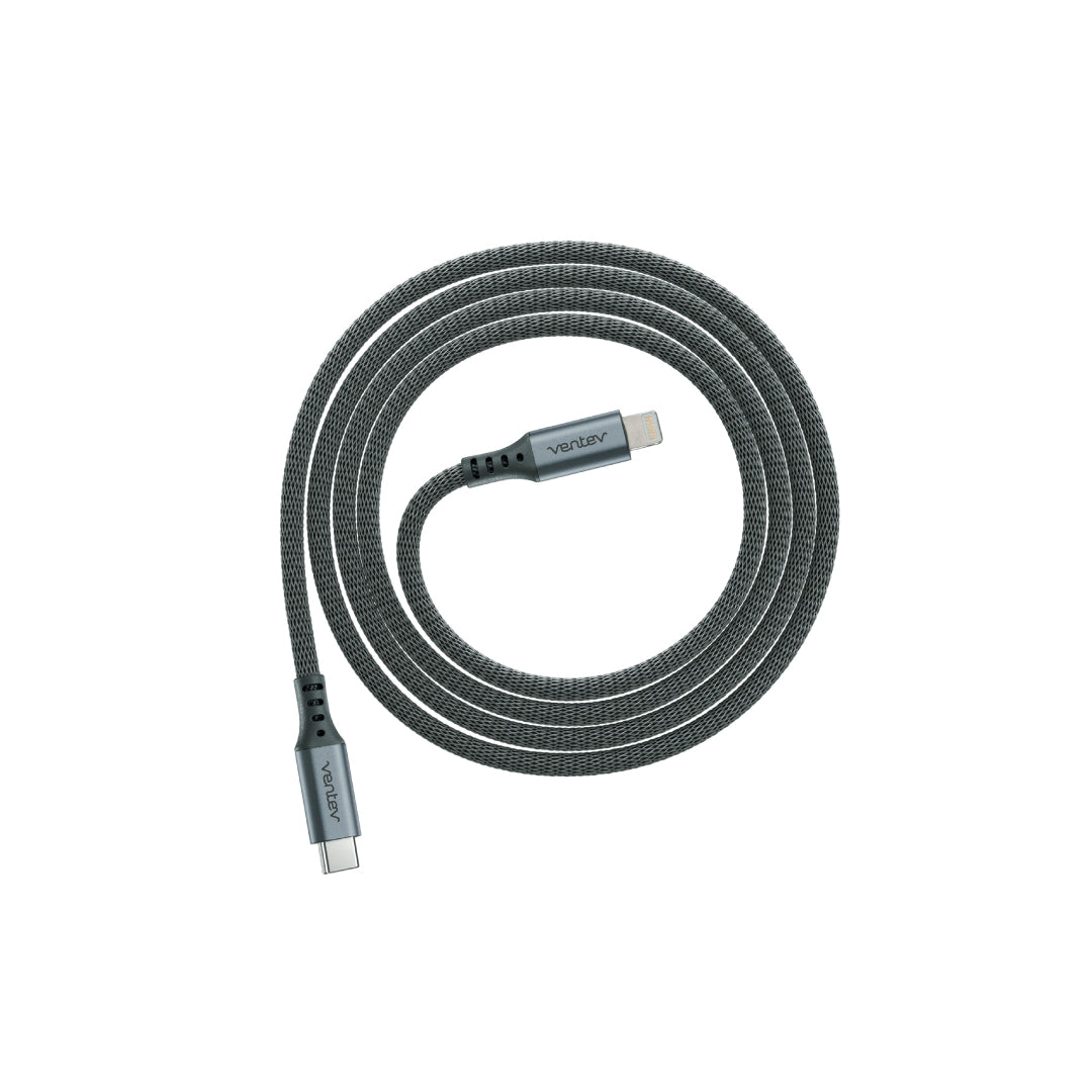Ventev Ventev Charge & Sync Lightning MFI to USB-C Cable 4ft Alloy - Steel Grey (UPC: 8100797206440) – Image 2