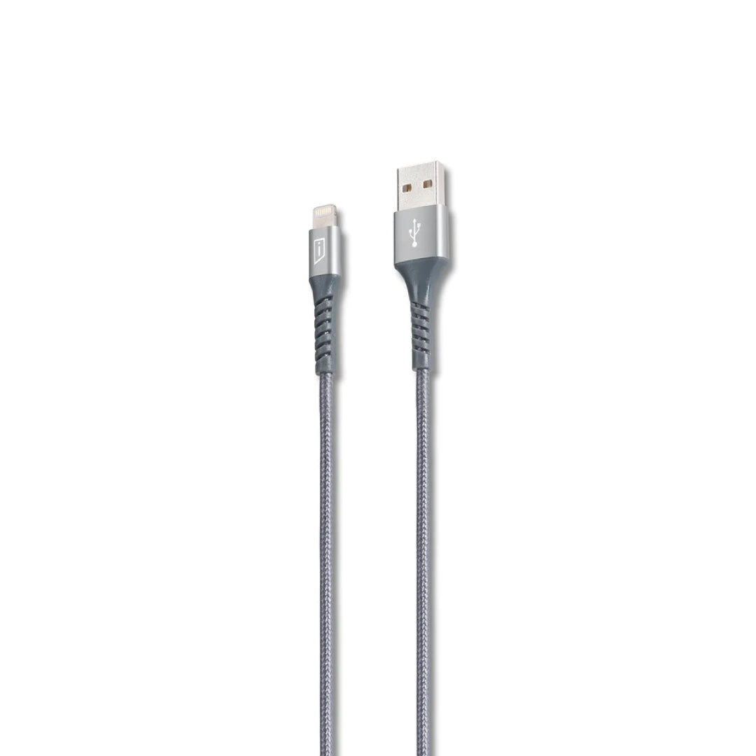 iStore iStore Charge & Sync Lightning to USB-A 4ft MFI Alloy Aluminum Flex Reinforced Cable - Space Gray (UPC: 092636330446)