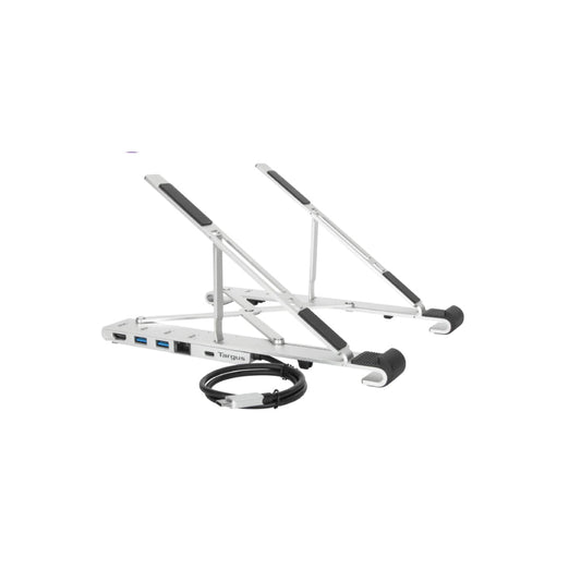 Targus Targus Laptop Stand Portable Foldable up to 15.6in with Integrated USB-C Dock 4K 100W Pass Through - Silver (SKU: