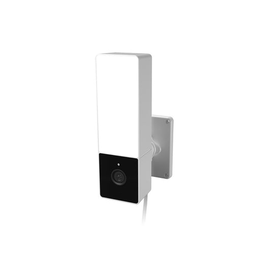 Nexxt Smart Home Outdoor Mini Wifi Floodlight Camera 2K IP65 Motion Detection Speaker & 2 Way Microphone  LED Light 90dB Siren Micro SD Slot - White