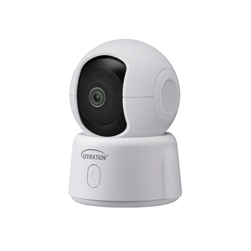 Gyration Smart Home Indoor Wifi Camera 2K Cyberview 2000 PTZ (Pan Tilt Zoom) Built in Mic Night Vision Google & Alexa - Call Button - White