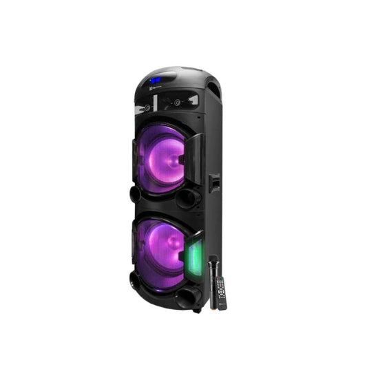 Klipxtreme Speaker Bluetooth Party MagBlaster Pro 3000W Mega Bass 2x 12in Subwoofers & 1.5in Tweeter 4.5 Amp Battery LED Display with Wireless Microphone & Remote - Black