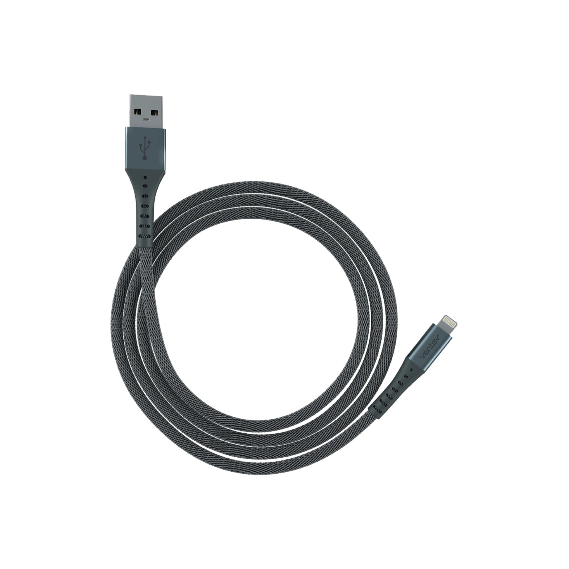 Ventev Ventev Charge & Sync Lightning MFI to USB-A Cable 10ft Alloy - Steel Gray (SKU: 52877) – Image 4